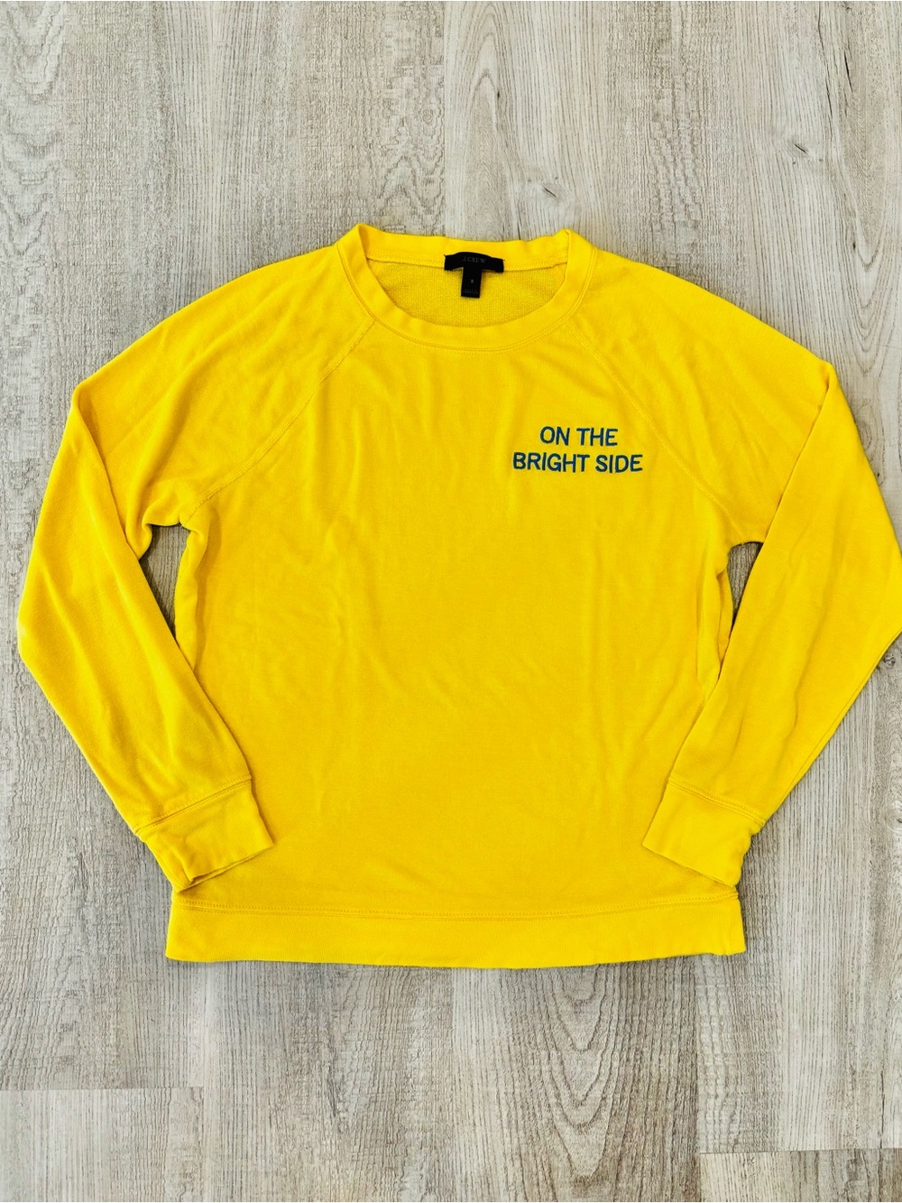 J. Crew Yellow Crew Neck Raglan Knit Sweater Small - Picture 2 of 7